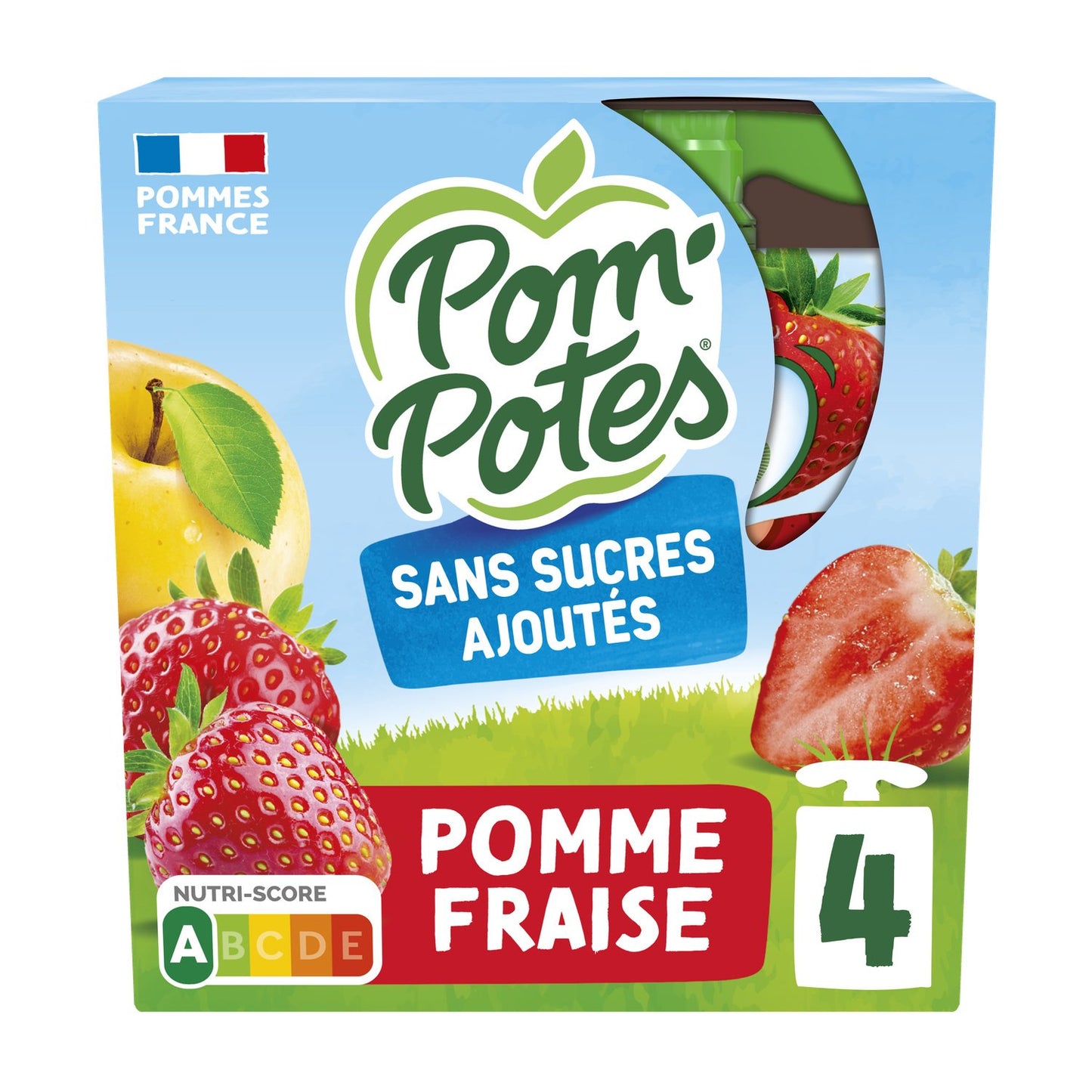 Compotes Pom'Potes Gourdes Pomme Fraise - 4x90g