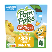 Compotes Pom'Potes Pomme Poire Banane - x4 - 360g
