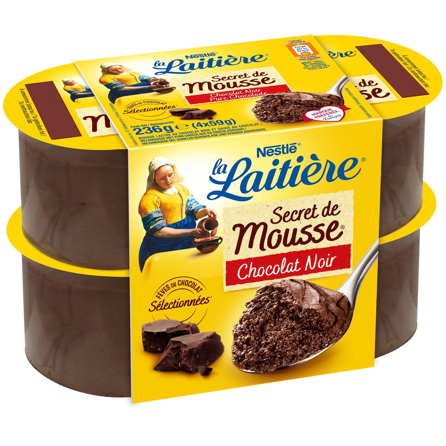 NESTLE LA LAITIERE SECRET DE MOUSSE CHOCOLAT NOIR DE 4X57GR