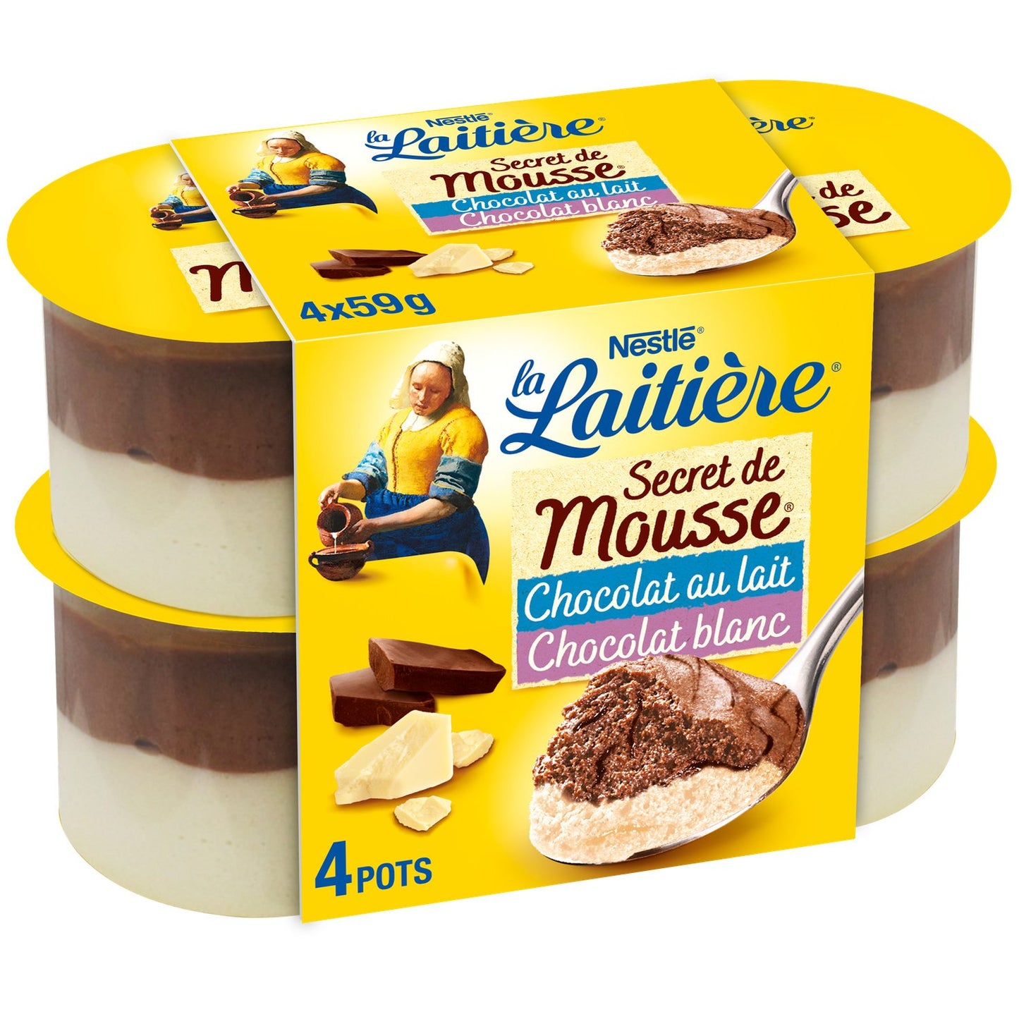 NESTLE LA LAITIERE SECRET MOUSE CHOCOLAT AU LAIT ET BLANC DE 4X59GR