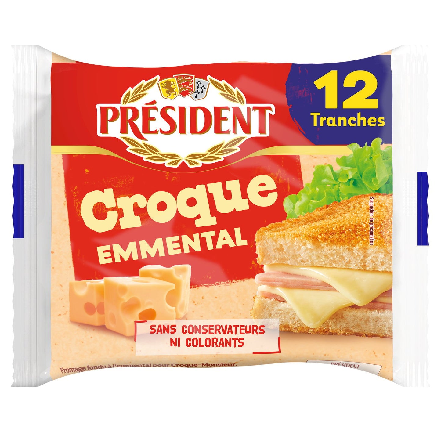 Fromage Croque emmental Président - 12 tranches - 200g