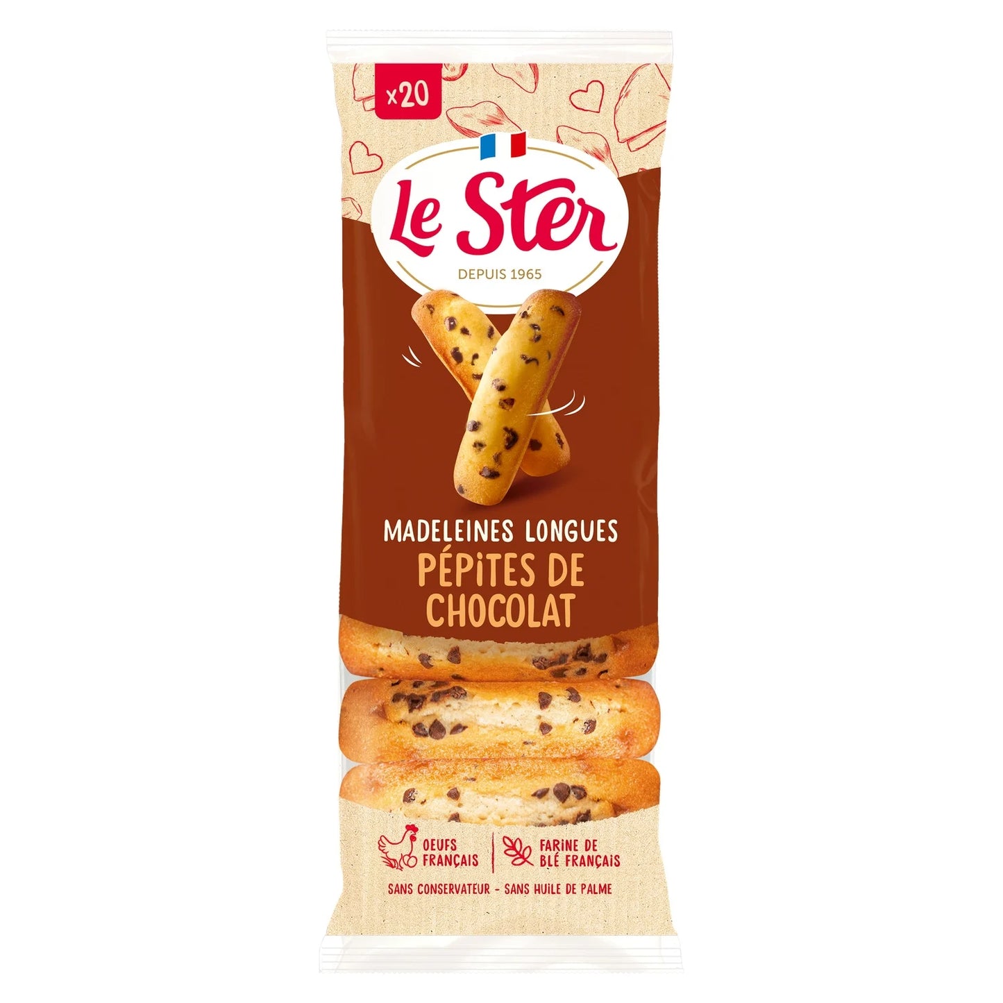 LE STER MADELEINES LONGUES AU PEPITES DE CHOCOLAT DE 200GR