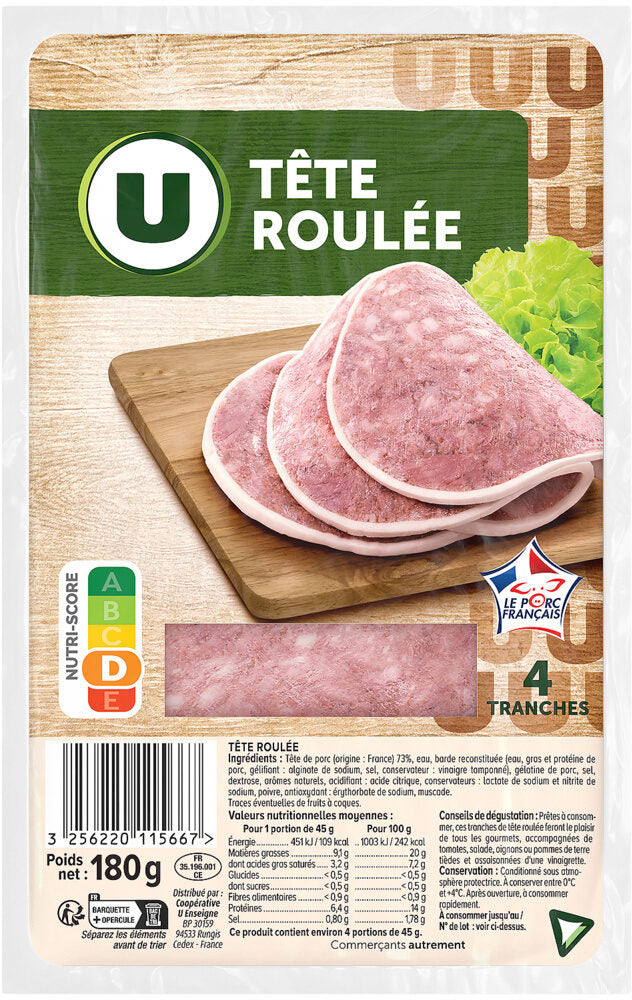 TETE ROULEE DE 4 TRANCHES de 180 GR