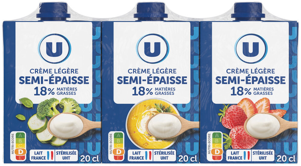 U CREME LEGERE SEMI EPAISSE 18 MAT GRAS DE 3X20CL