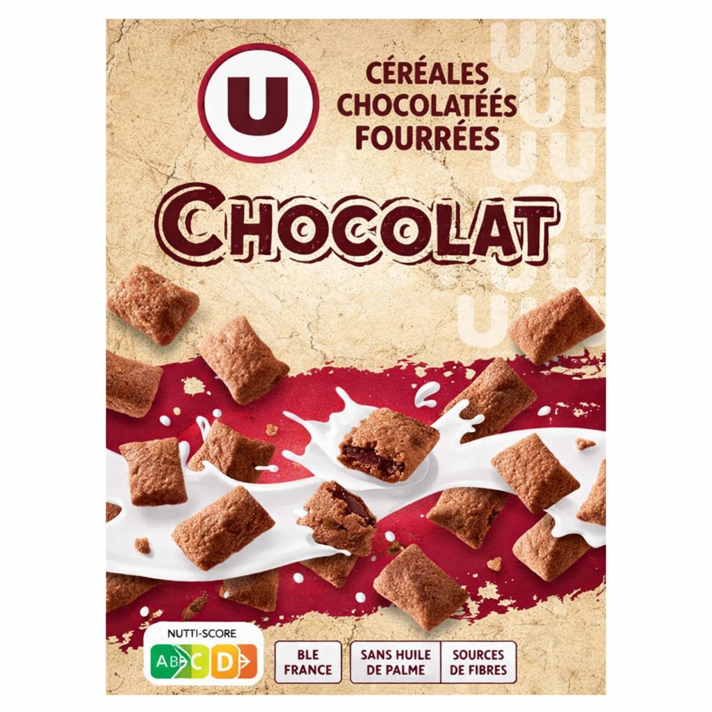 U CEREALES CHOCOLATEES FOURREES CHOCOLAT DE 375GR