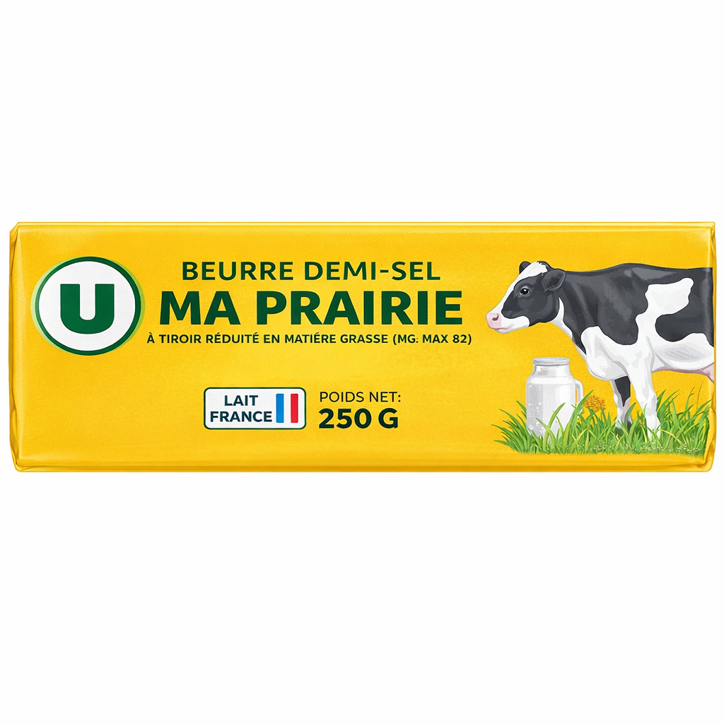 U BEURRE DEMI SEL DE 250 GR