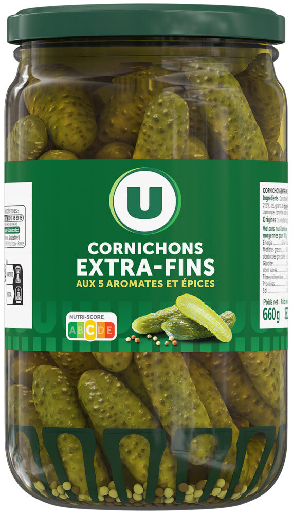 U CORNICHONS EXTRA FINS DE 360GR