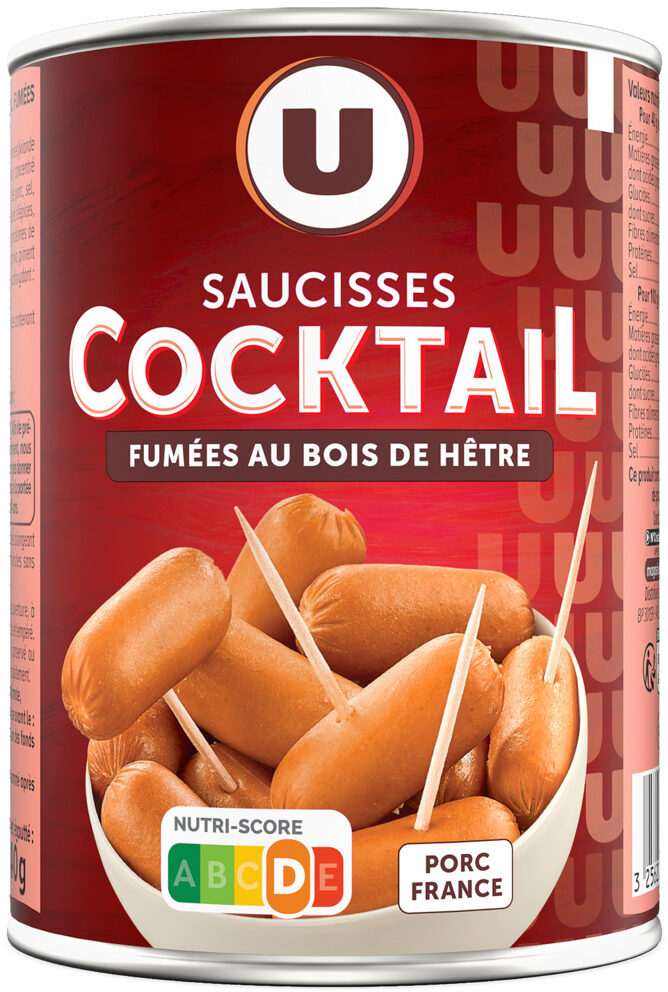 U SAUCISSE COCKTAIL FUMEES DE 400 GR