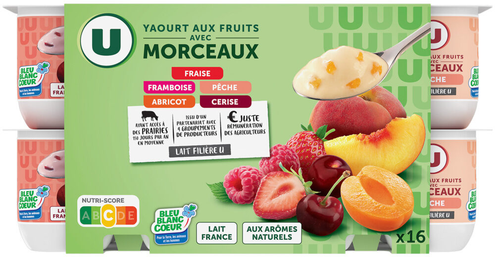 U YAOURT MORCEAUX DE FRUITS DE 16X125GR DE 2KG