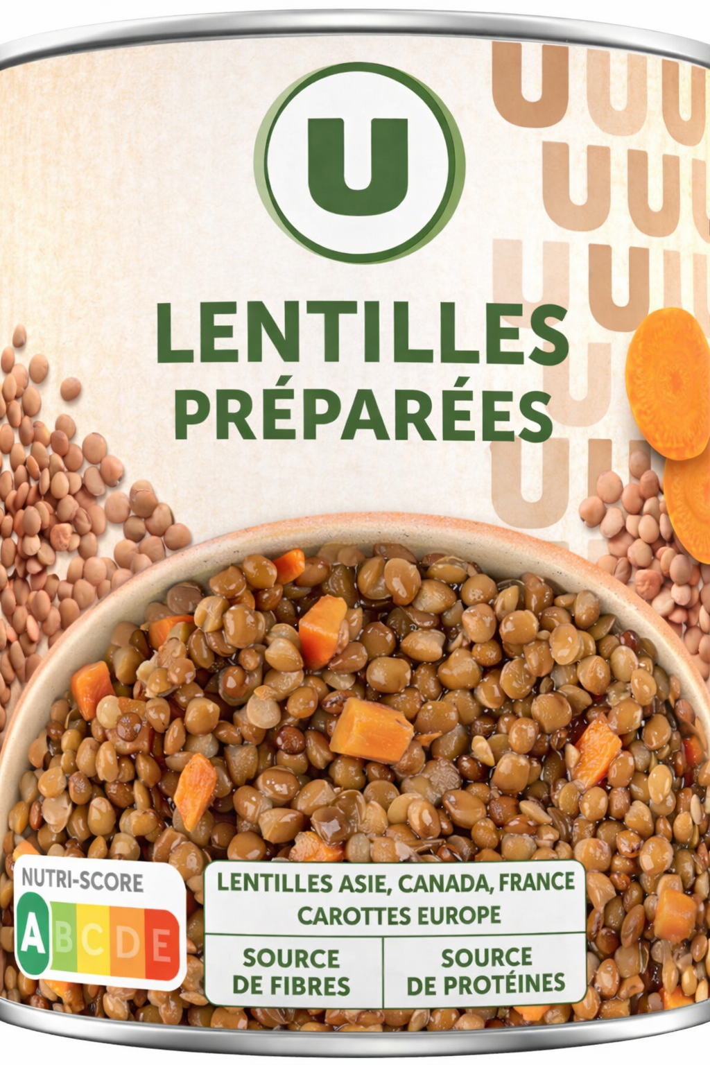 U LENTILLES PREPAREES DE 800GR