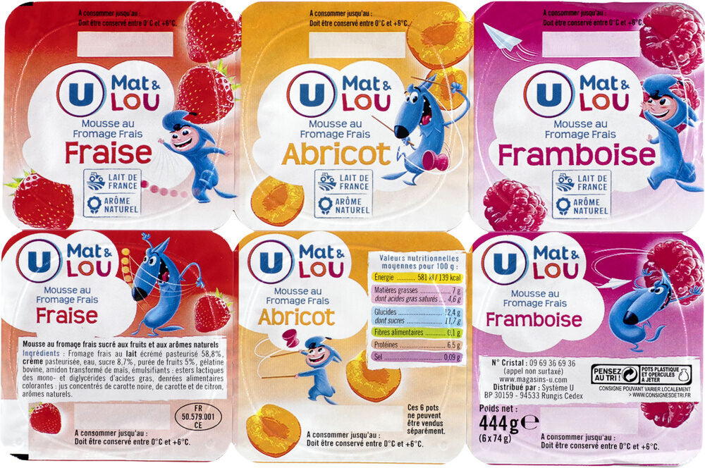 U MOUSSE DE FRUITS DE 6X 74 GR DE 444 GR
