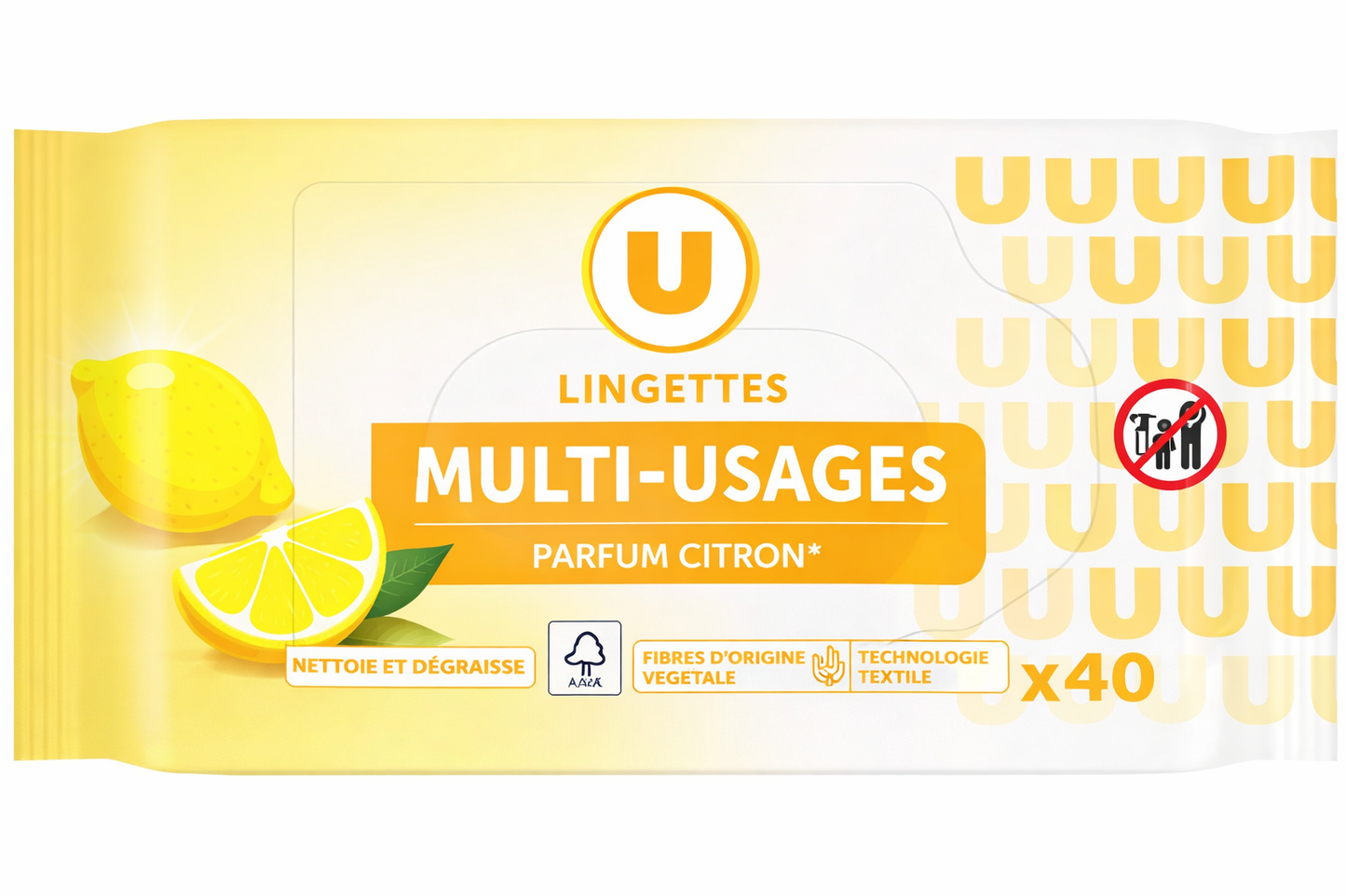 U LINGETTES MULTI USAGES PARF CITRON X40