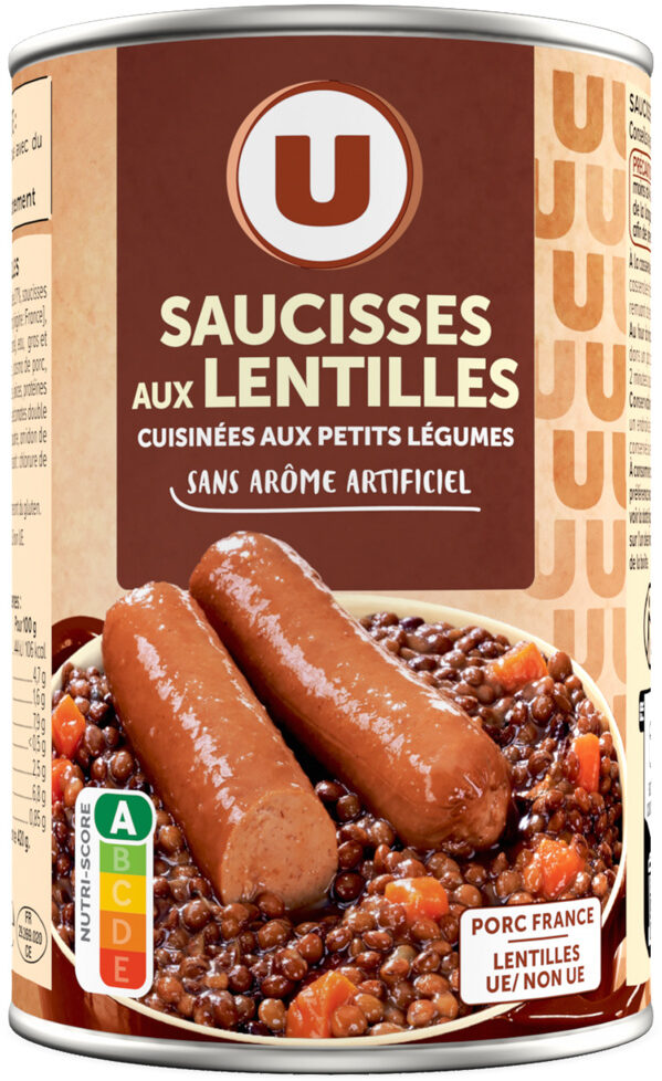 U SAUCISSES LENTILLES CUIS AUX PET LEG DE 420 GR