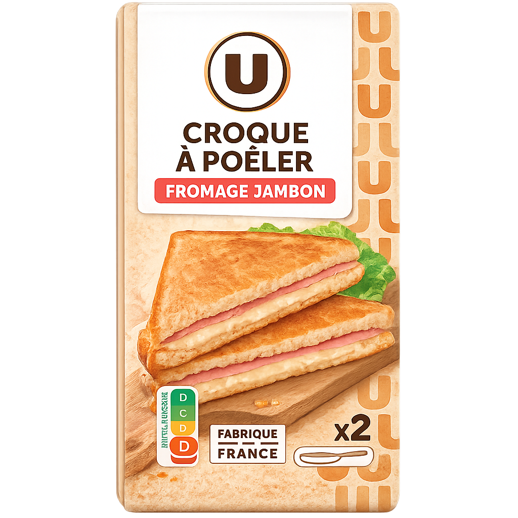 LE CROQUE A POELER JAMBON FROIMAGE X 2