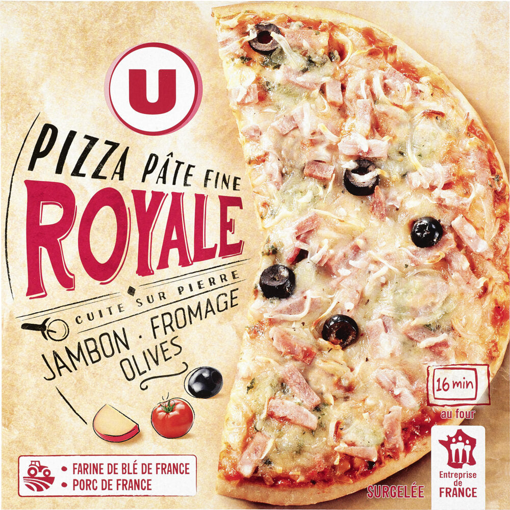U PIZZA ROYALE JAMBON FROMAGE OLIVES DE 370 GR