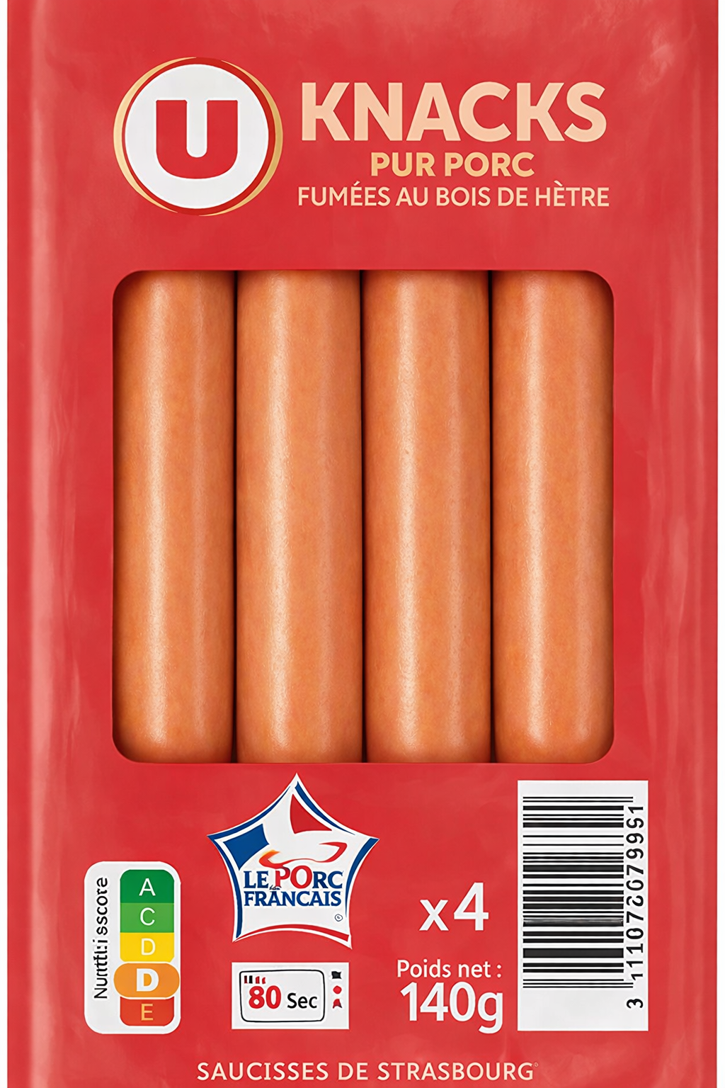 KNACKS PUR PORC X4 DE 140 GR