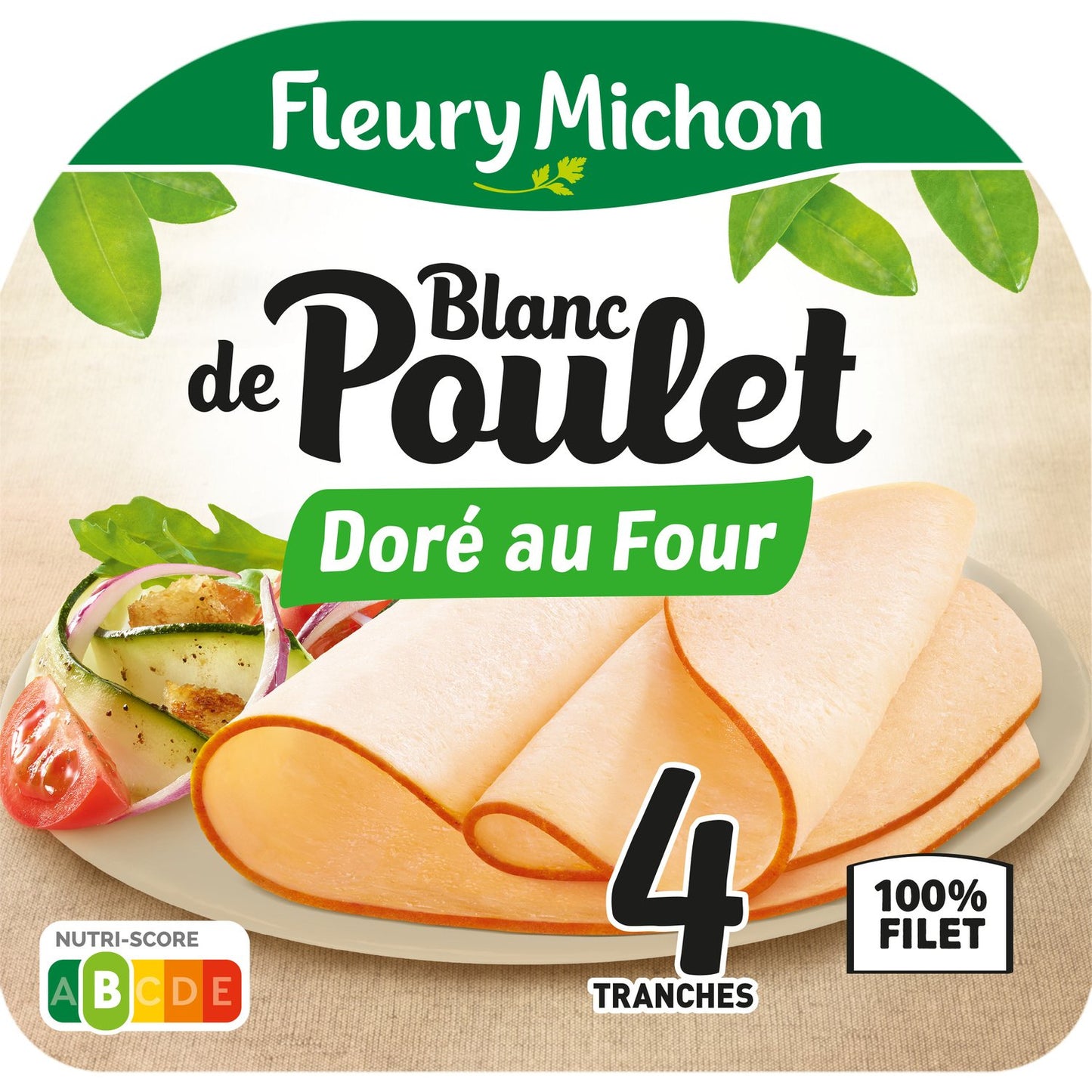 FLEURY MICHON BLANC DE POULET DORE AU FOUR DE 160 GR X4 TRANCHES