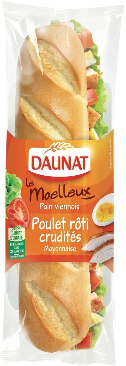 Sandwich baguette Daunat XXL Poulet crudités - 230g