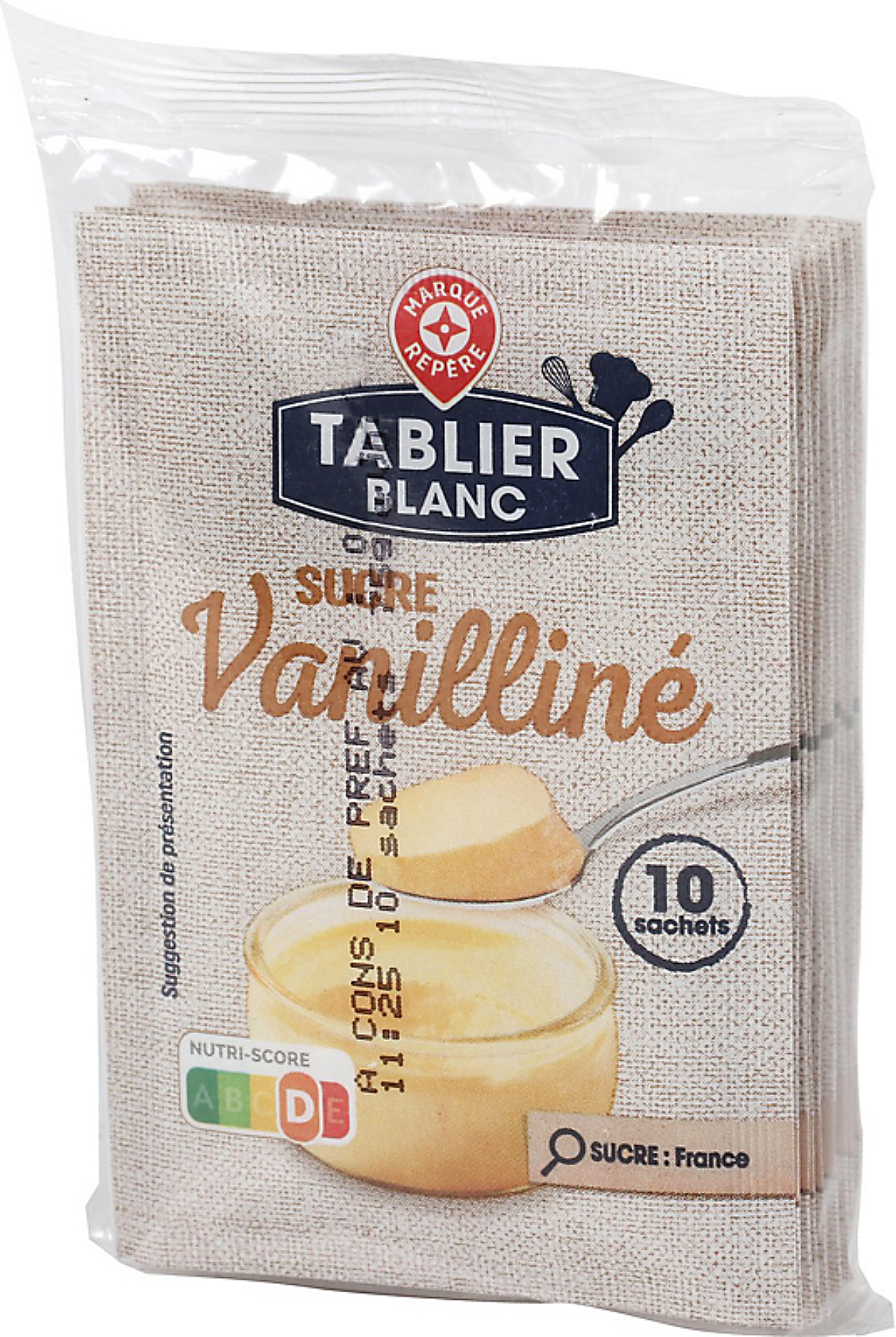 TABLIER BLANC SUCRE VANILLINE DE 10X7.5GR