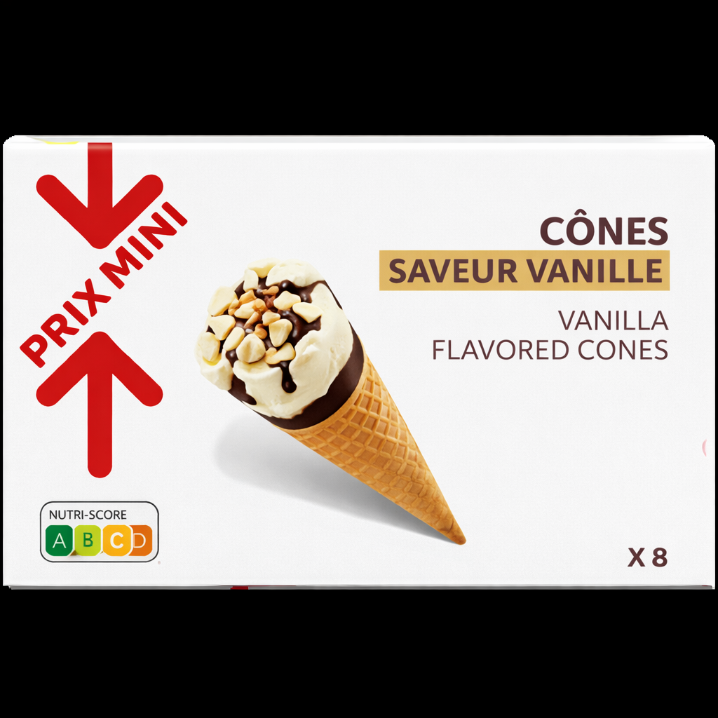 PRIX MINI CONES SAVEUR VANILLE X8 DE 496 GR