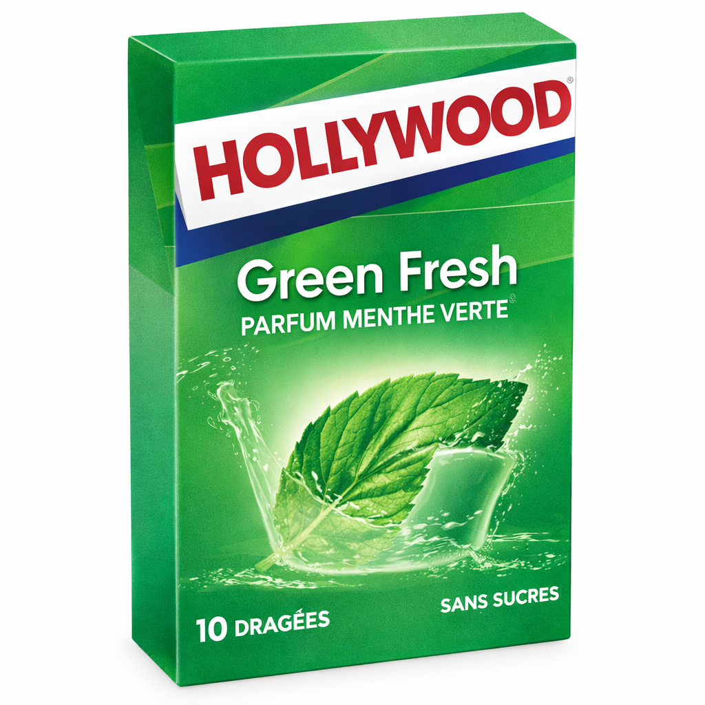 HOLLYWOOD GREEN FRESH MENTHE VERTE DE 14 GR