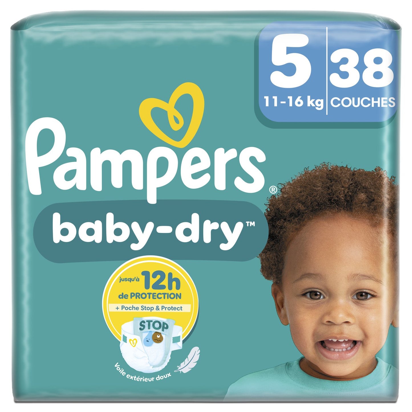 COUCHES PAMPERS BABY DRY TAILLES 5 DE 38 PIECES