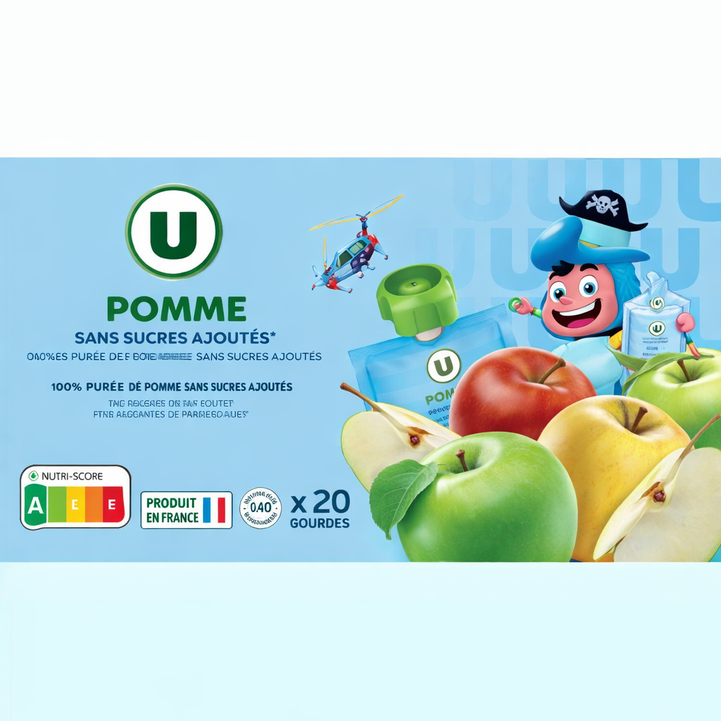 U GOURDE POMME SANS SUCRE AJOUTES DE 20X90GR