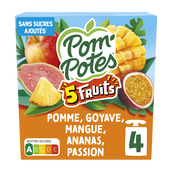 Compotes Pom'Potes Gourdes 5 Fruits Exotiques - 4x90g
