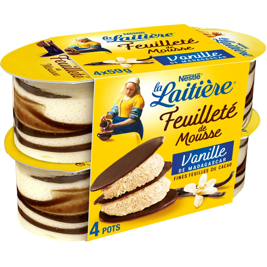 NESTLE LA LAITIERE FEUILLETE DE MOUSSE VANILLE DE 4X57GR