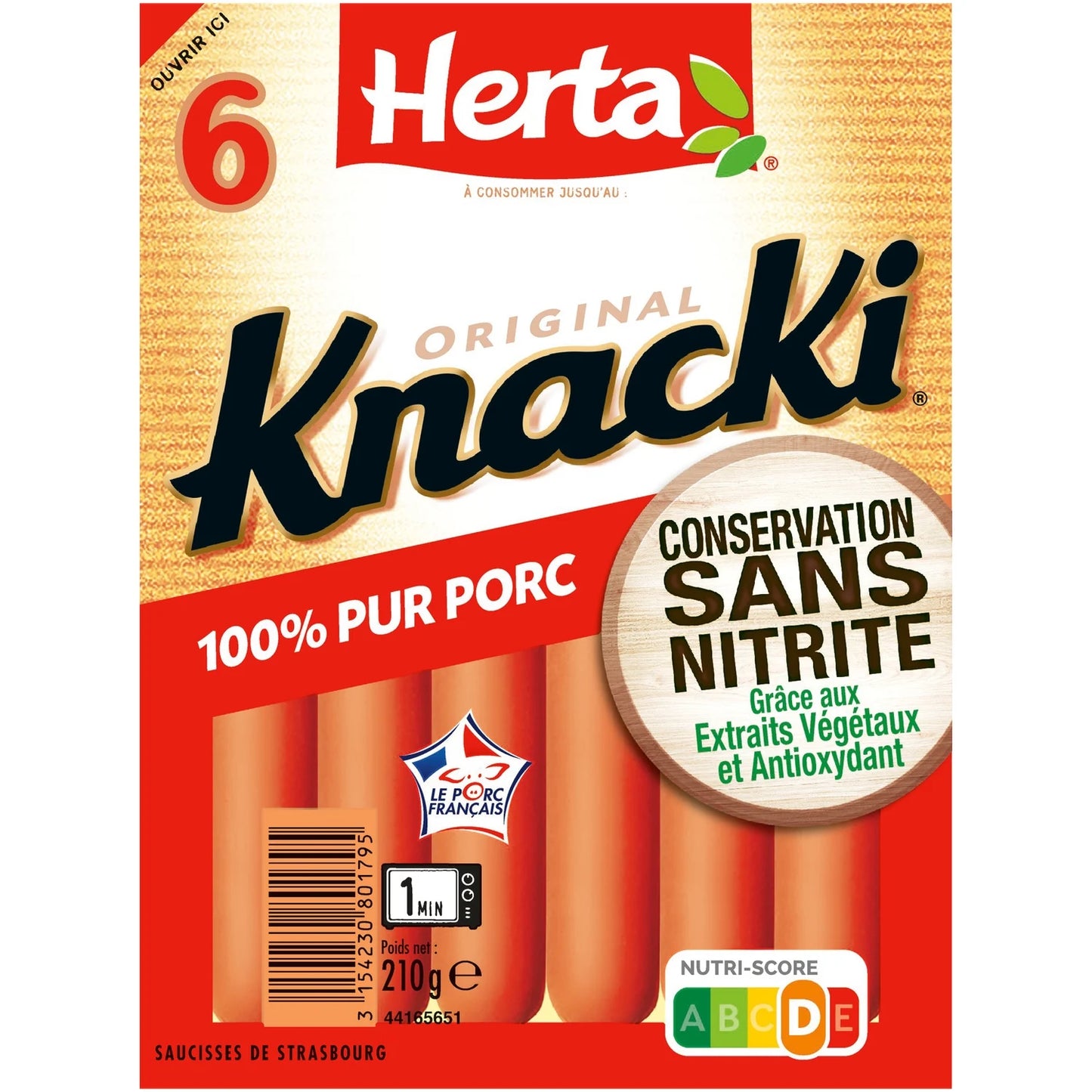 Knacki Original Herta Sans nitrite x6 - 210g