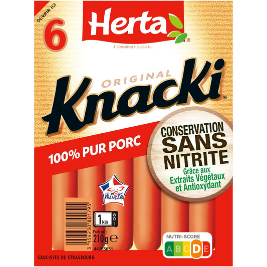Knacki Original Herta Sans nitrite x6 - 210g