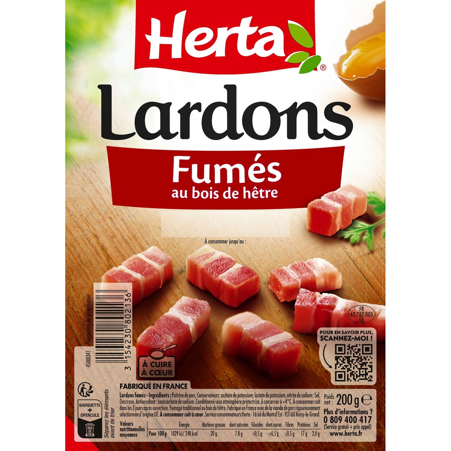 Lardons fumés Herta 200g