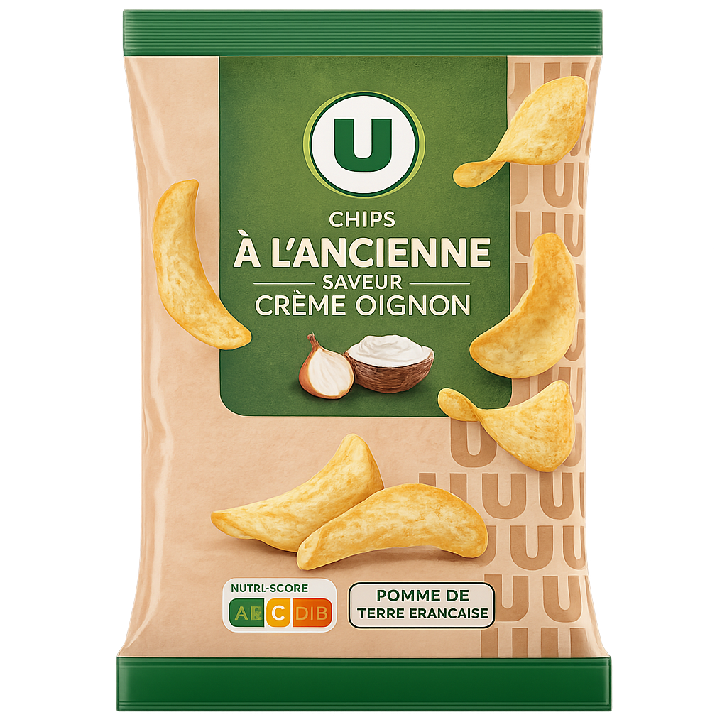 U CHIPS A LANCIENNE SAVEUR CREME OIGNON DE 135GR