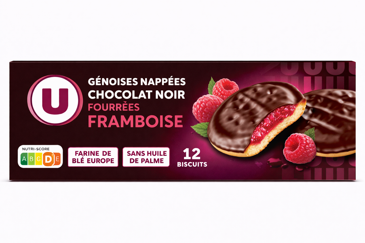 GENOISES NAPPEES CHOCO NOIR FOURREES FRAMBOISE DE  150 GR