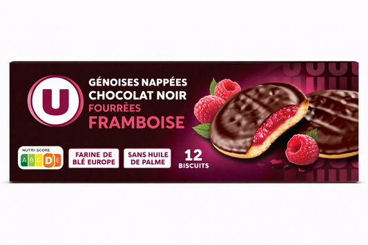 GENOISES NAPPEES CHOCO NOIR FOURREES FRAMBOISE DE  150 GR