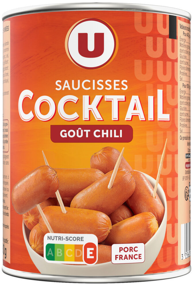 U SAUCISSES COCKTAIL GOUT CHILI DE 400 GR