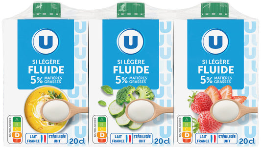 U CREME LEGERE FLUIDE 5  MAT GRASSES DE 3X20CL