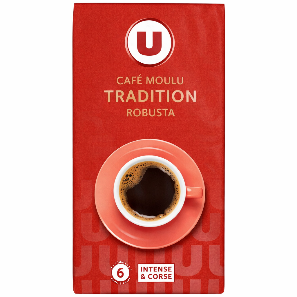 U CAFE MOULU TRADITION ROBUSTA DE 250 GR
