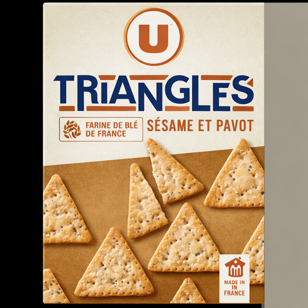 U TRIANGLES SESAME ET PAVOT DE 100GR