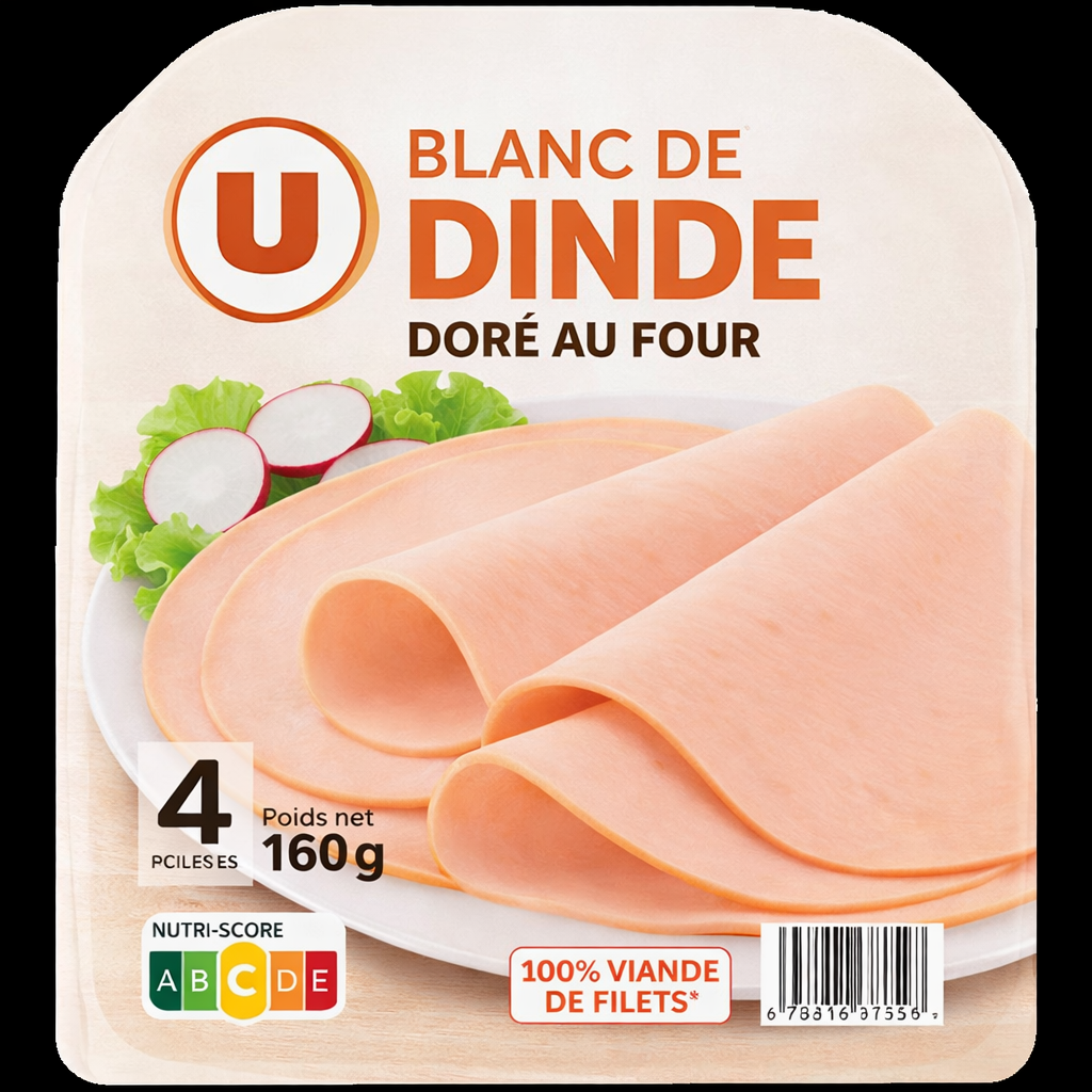 BLANC DE DINDE DORE AU FOUR X4 DE 160GR