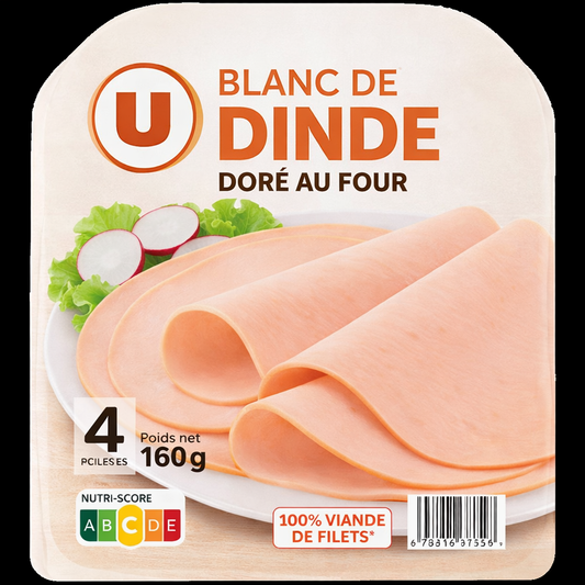 BLANC DE DINDE DORE AU FOUR X4 DE 160GR