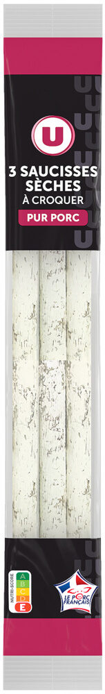 3  SAUCISSES SECHES A CROQUER PUR PORC DE 150 GR