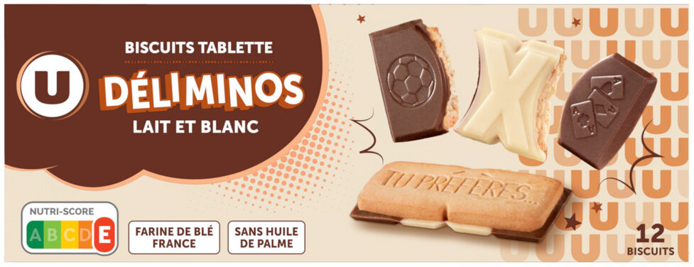 U BISCUITS TABLETTE DELIMINOS LAIT ET BLANC DE 150GR