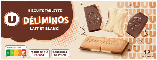 U BISCUITS TABLETTE DELIMINOS LAIT ET BLANC DE 150GR
