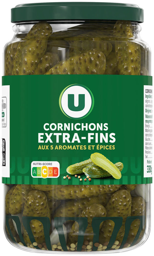 U CORNICHONS EXTRA FINS DE 185 GR
