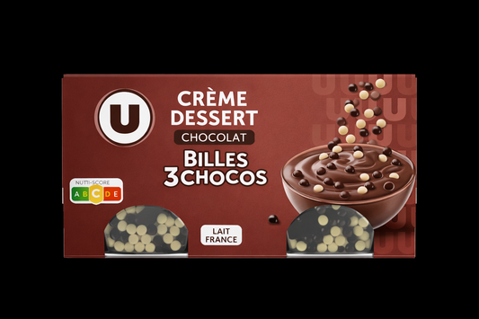 U CREME DESSERT BILLE 3 CHOCO DE 468 GR