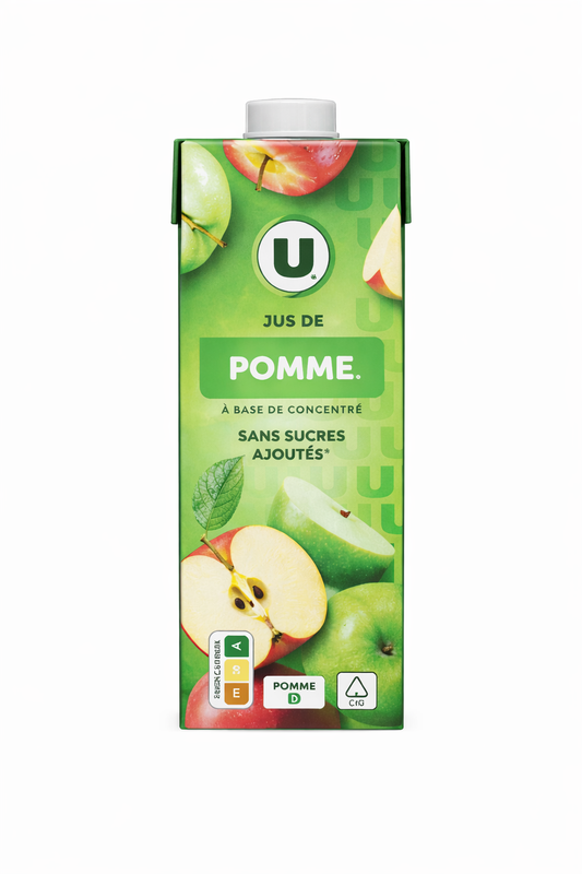 U JUS DE POMME SANS SUCRES DE 1L