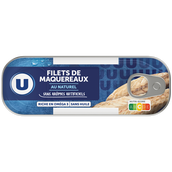 U FILETS DE MAQUEREAUX AU NATUREL DE 176 GR