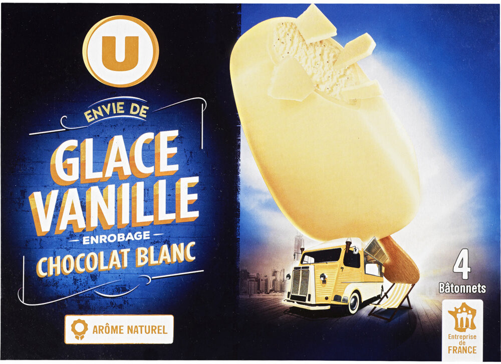 U GLACE VANILE CHOCO BLANC X 4 DE 258 GR