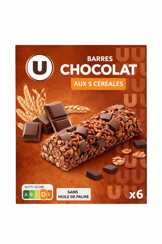 BARRES CHOCOLAT AUX 5 CEREALES X6 DE 125 GR